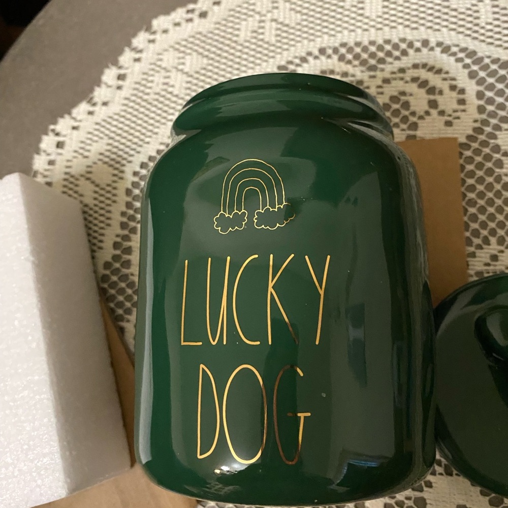 Rae Dunn Green 'Lucky Dog' Canister - Picture 2 of 7